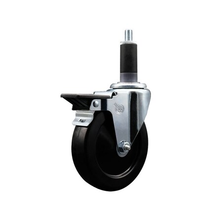 Service Caster 5'' Hard Rubber Swivel 1-1/8'' Expanding Stem Caster with Brake SCC-EX20S514-HRS-PLB-118